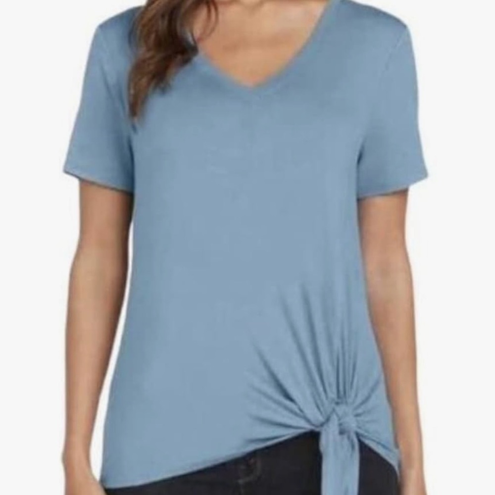 Matty M V-Neck Side Tie Soft Stretch Tee- NWT